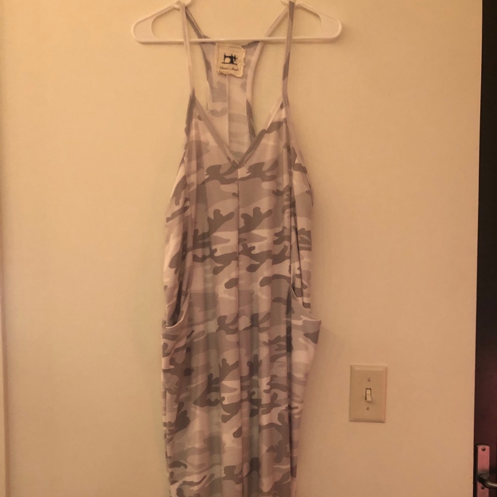 Wasabi & Mint White and Camo Jumpsuit